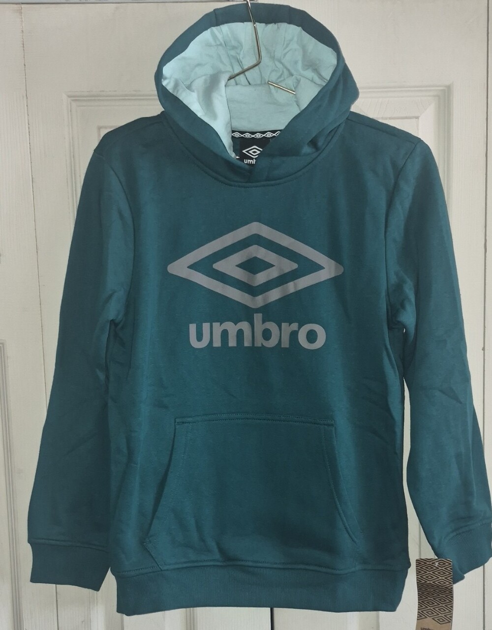 Umbro Kids Boys Teal Pullover Hoodie with Light Lining